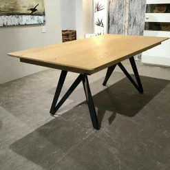 Venjakob Esstische|Esstisch ET116 Ron Wildeiche Hell Soft Gebürstet Gestell Anthrazit mit Klappeinlage