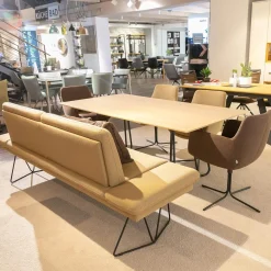 K+W Esstische|Esstisch Fix LS23 Almon Platte Echtholzfurnier Asteiche Bianco Gestell Metall Schwarz