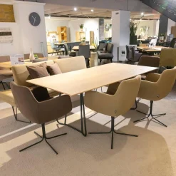 K+W Esstische|Esstisch Fix LS23 Almon Platte Echtholzfurnier Asteiche Bianco Gestell Metall Schwarz