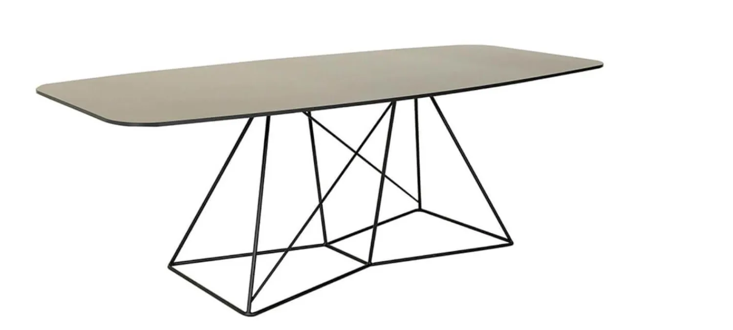 IP Design Esstische|Esstisch Flow Platte HPL Anthrazit Drahtgestell Schwarz