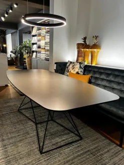 IP Design Esstische|Esstisch Flow Platte HPL Anthrazit Drahtgestell Schwarz