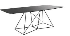 Jab Anstoetz Esstische|Esstisch Flow Platte HPL Schwarz Drahtgestell Stahl Tiefschwarz Matt