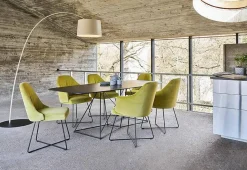 Jab Anstoetz Esstische|Esstisch Flow Platte HPL Schwarz Drahtgestell Stahl Tiefschwarz Matt