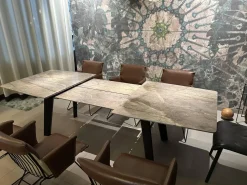 Draenert Esstische|Esstisch Fontana Platte Stein Oxford Grey Grau Gestell Eiche Dunkelgrau Ausziehbar