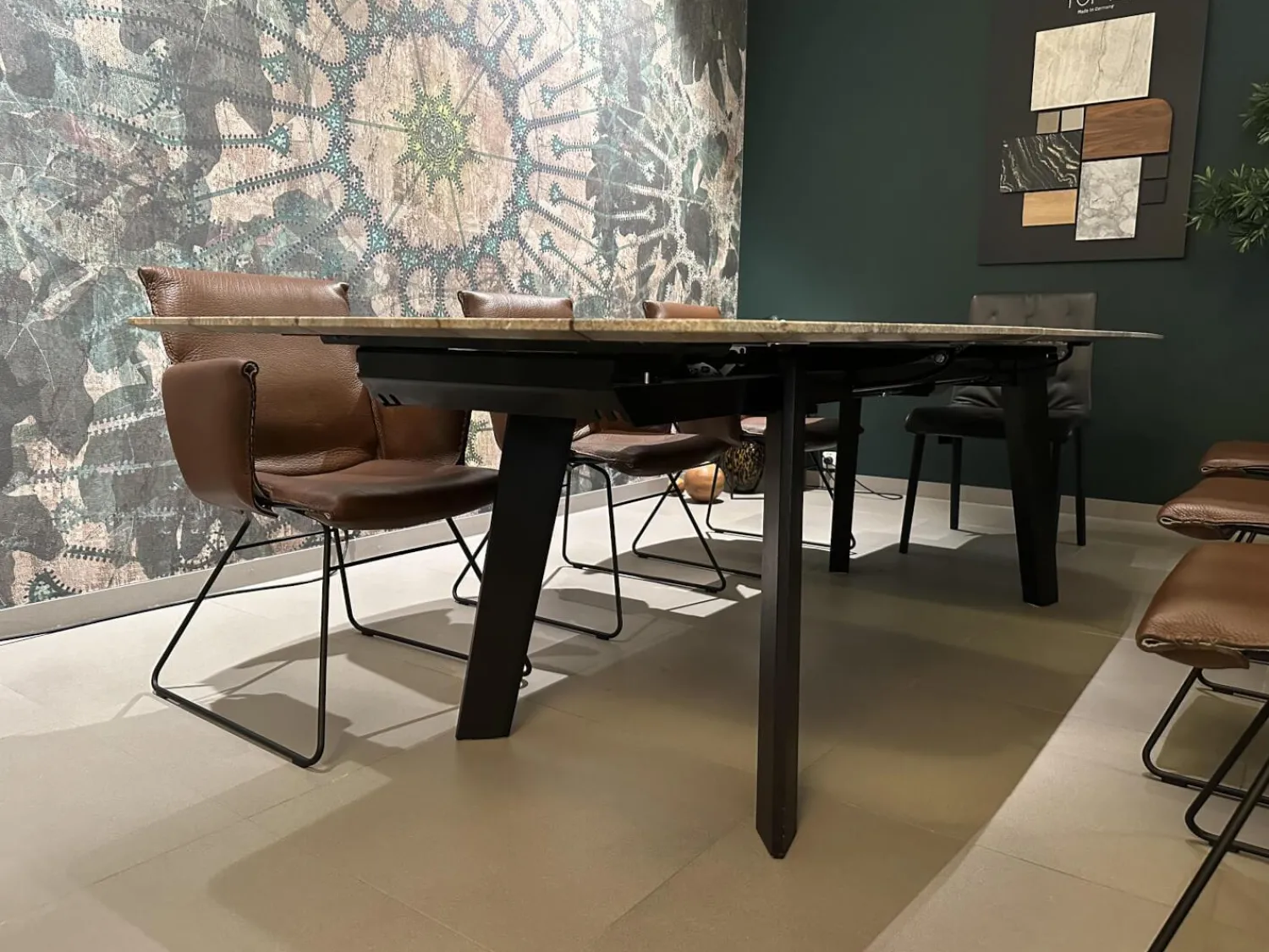 Draenert Esstische|Esstisch Fontana Platte Stein Oxford Grey Grau Gestell Eiche Dunkelgrau Ausziehbar