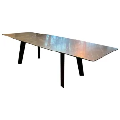 Draenert Esstische|Esstisch Fontana Stein Grafit Brown Grau Gestell Mooreiche Gebeizt Lackiert Schwarz