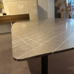 Draenert Esstische|Esstisch Fontana Stein Grafit Brown Grau Gestell Mooreiche Gebeizt Lackiert Schwarz