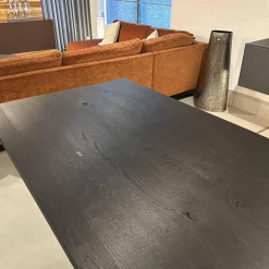 ASCO Esstische|Esstisch Frame Platte Brandeiche Rustical Schwarz Strukturiert Gebürstet Gestell Beton