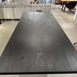 ASCO Esstische|Esstisch Frame Platte Brandeiche Rustical Schwarz Strukturiert Gebürstet Gestell Beton