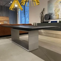 ASCO Esstische|Esstisch Frame Platte Brandeiche Rustical Schwarz Strukturiert Gebürstet Gestell Beton