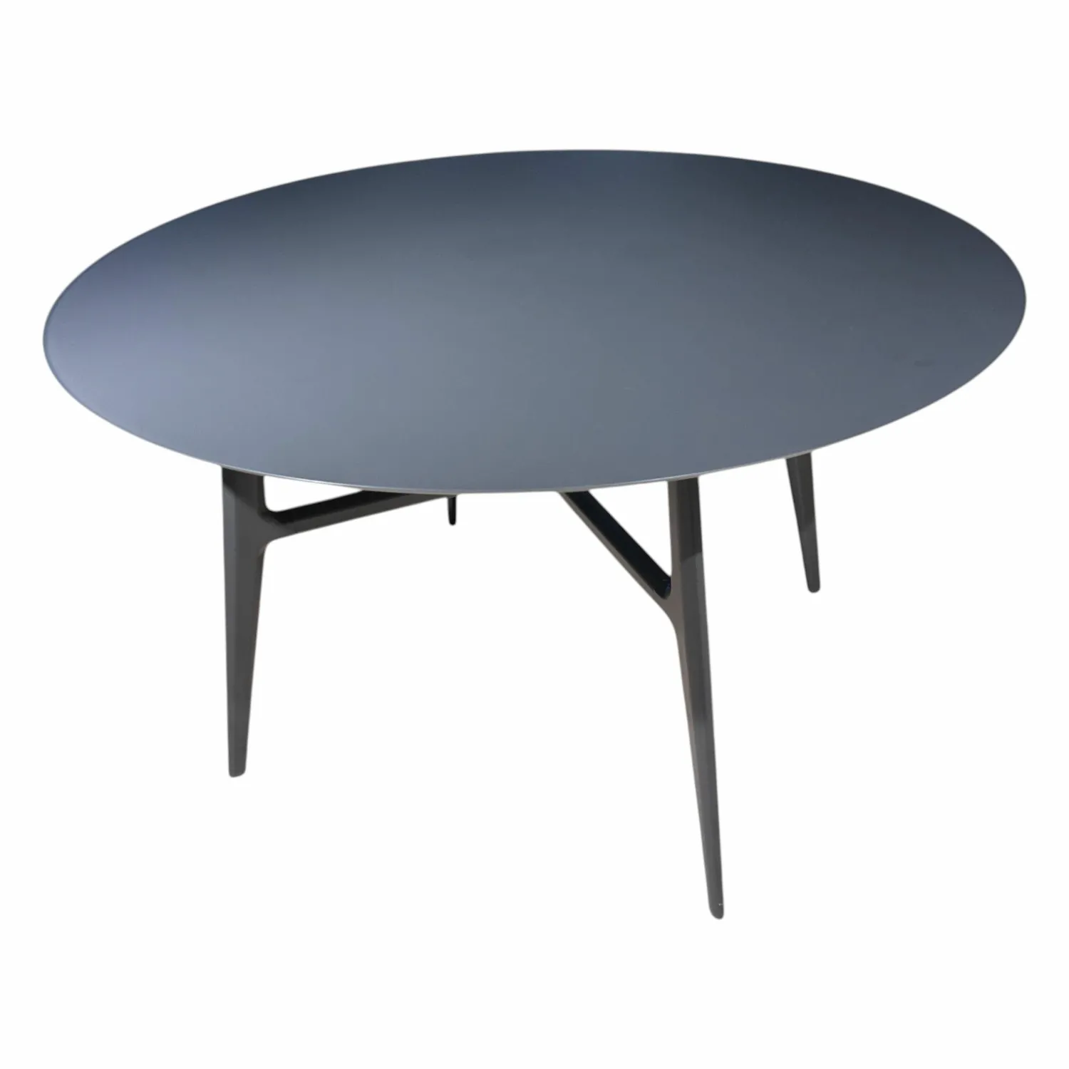 Rimadesio Esstische|Esstisch Francis Patte Satiniertes Glas Java Opaco Anthrazit Gestell Aluminium Java Schwarz Pulverbeschichtet