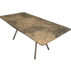 Lavida Esstische|Esstisch Freiform Tischplatte Keramik Marmor Dunkel Gestell Edelstahl Matt