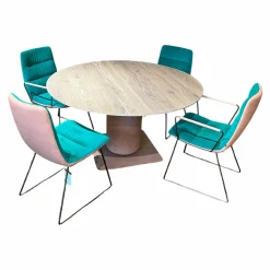 KFF Essgruppen|Esstisch Gaia Räuchereiche Massiv mit Stuhlgruppe Arva Light