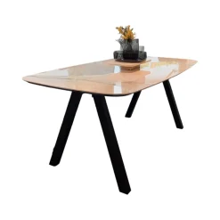 Raum.Freunde Esstische|Esstisch Jari Platte Keramik Mamoroptik Weiß Gestell 4 Fuß Metall Schwarz Lackiert