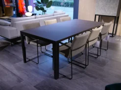 Leolux Esstische|Esstisch Kalia 620 901 Platte Fenix Cacao Anthrazit Rahmen Epoxy Nuit Silk Schwarz Eichenplatte Rand Night Matt Fußkappen Schwarz