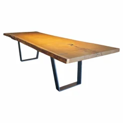 Scholtissek Esstische|Esstisch Kantara Tischplatte Knorrige Eiche Naturgeölt mit Naturkante Gestell Stahl