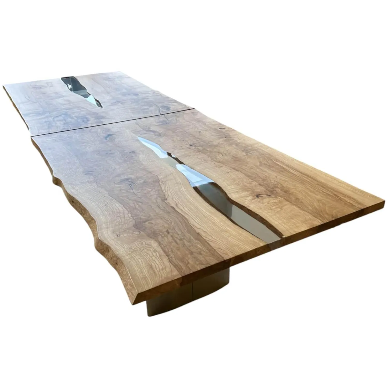 Scholtissek Esstische|Esstisch Kernesche Matt Lackiert Mit Kristallharz Gestell 120 2 Ovale Holzwangen Mit Edelstahl Ummantelt