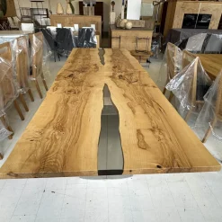 Scholtissek Esstische|Esstisch Kernesche Matt Lackiert Mit Kristallharz Gestell 120 2 Ovale Holzwangen Mit Edelstahl Ummantelt