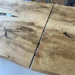 Scholtissek Esstische|Esstisch Kernesche Matt Lackiert Mit Kristallharz Gestell 120 2 Ovale Holzwangen Mit Edelstahl Ummantelt