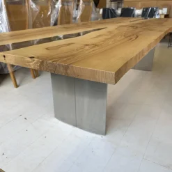 Scholtissek Esstische|Esstisch Kernesche Matt Lackiert Mit Kristallharz Gestell 120 2 Ovale Holzwangen Mit Edelstahl Ummantelt