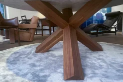 Cassina Esstische|Esstisch La Rotonda Marmor Bianco Carrara Opaco Weiß Gestell Amerikanischer Nussbaum