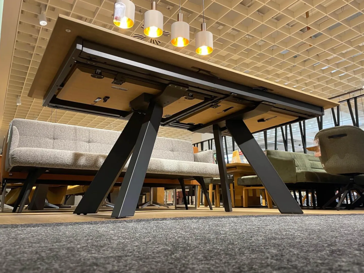 Venjakob Esstische|Esstisch Leo Rechteckig Wildeiche Hell Soft Gebürstet Geölt Gestell Metall Anthrazit Mit Klappeinlage