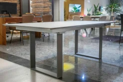 Bacher Esstische|Esstisch Mirado Ausziehbar Tischplatte Fenix Grigio Londra Grau Gestell Grau Matt