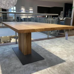 ASCO Esstische|Esstisch Mono Pur Ulme Massiv Oberfläche Geölt Rustikal Bodenplatte Stahl Dunkelgrau Pulverbeschichtet