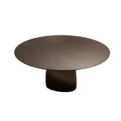 Poliform Esstische|Esstisch Monolith Platte Ulme Schwarz Gestell Bronzo Schwarz Matt