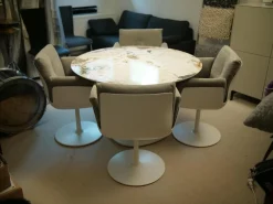 Kartell Esstische|Esstisch Multiplo Platte Weißer Marmor Gestell Druckgegossenes Aluminium Matt Lackiert Weiß