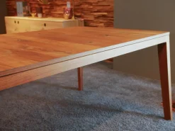 Team 7 Esstische|Esstisch Mylon Nussbaum Wild Massiv Naturöl mit 2 Auszugsplatten