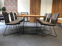 Wöstmann Esstische|Esstisch Natural Arts Wildeiche Sägerau Echtholz Furniert Gestell Gerade Kufe Schwarz Strukturgepulvert Ohne Stühle