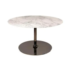 Minotti Esstische|Esstisch Oliver Platte Marmor Grigio Weiß Grau Gestell Nickel Black Schwarz