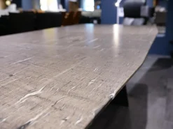 Draenert Esstische|Esstisch Platte Stein Brown Silk Trapezförmig Geledert Kante 6 Ausziehbar