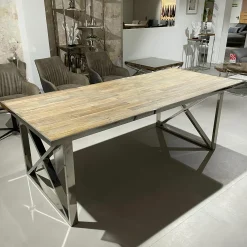 Richmond Esstische|Esstisch Ulmenholz Gestell Edelstahl