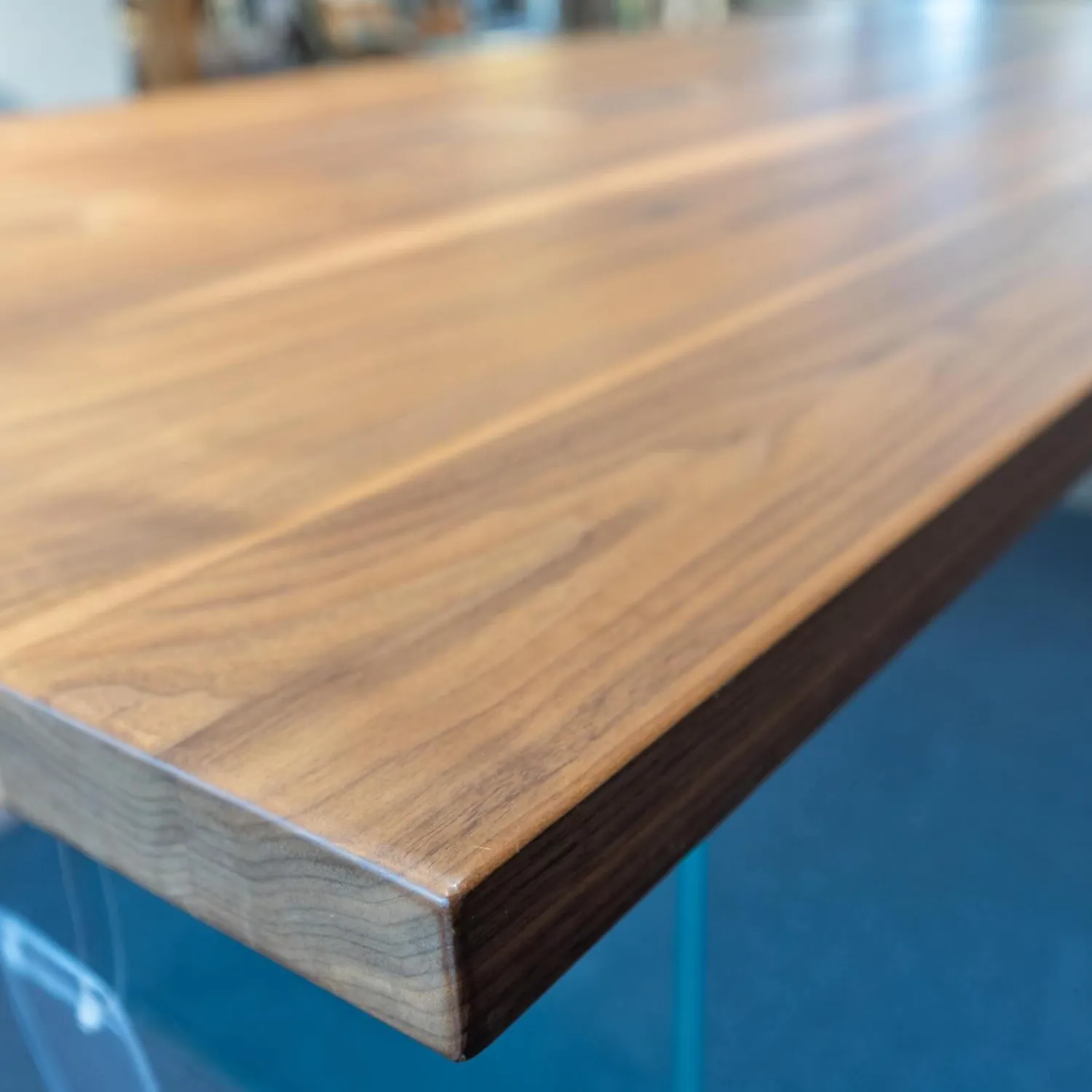 Rott Esstische|Esstisch RT WoodArt Wildnußbaum Geölt Wange Typ 13-Glaswange