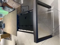 Contur Esstische|Esstisch Salerno Platte Keramik 2 Pulpis Grau Braun Gestell Quadratrohr Pulverbeschichtet Dunkelbraun Anthrazit Mit Auszug Ohne Stühle