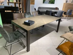 Contur Esstische|Esstisch Salerno Platte Keramik 2 Pulpis Grau Braun Gestell Quadratrohr Pulverbeschichtet Dunkelbraun Anthrazit Mit Auszug Ohne Stühle