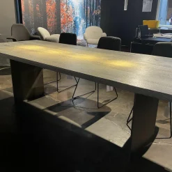 Janua Esstische|Esstisch SC41 Eiche Geköhlt Silber Gebürstet Gestell Rohstahl Natur Lackiert