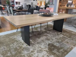 Riva1920 Esstische|Esstisch Sky Natural Holzoberfläche Gewachst Gestell Natureisen Schwarz Lackiert