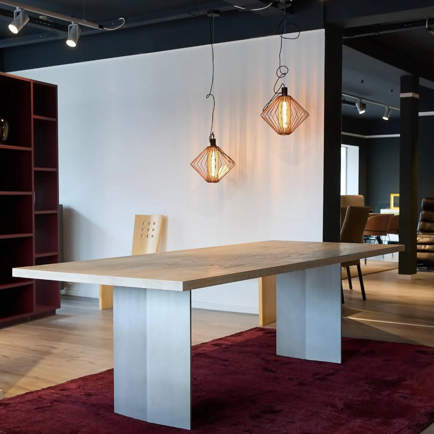 Riva1920 Esstische|Esstisch Sky Squared Eiche Milchweiß Pigmentiert Gestell Edelstahl-Effekt