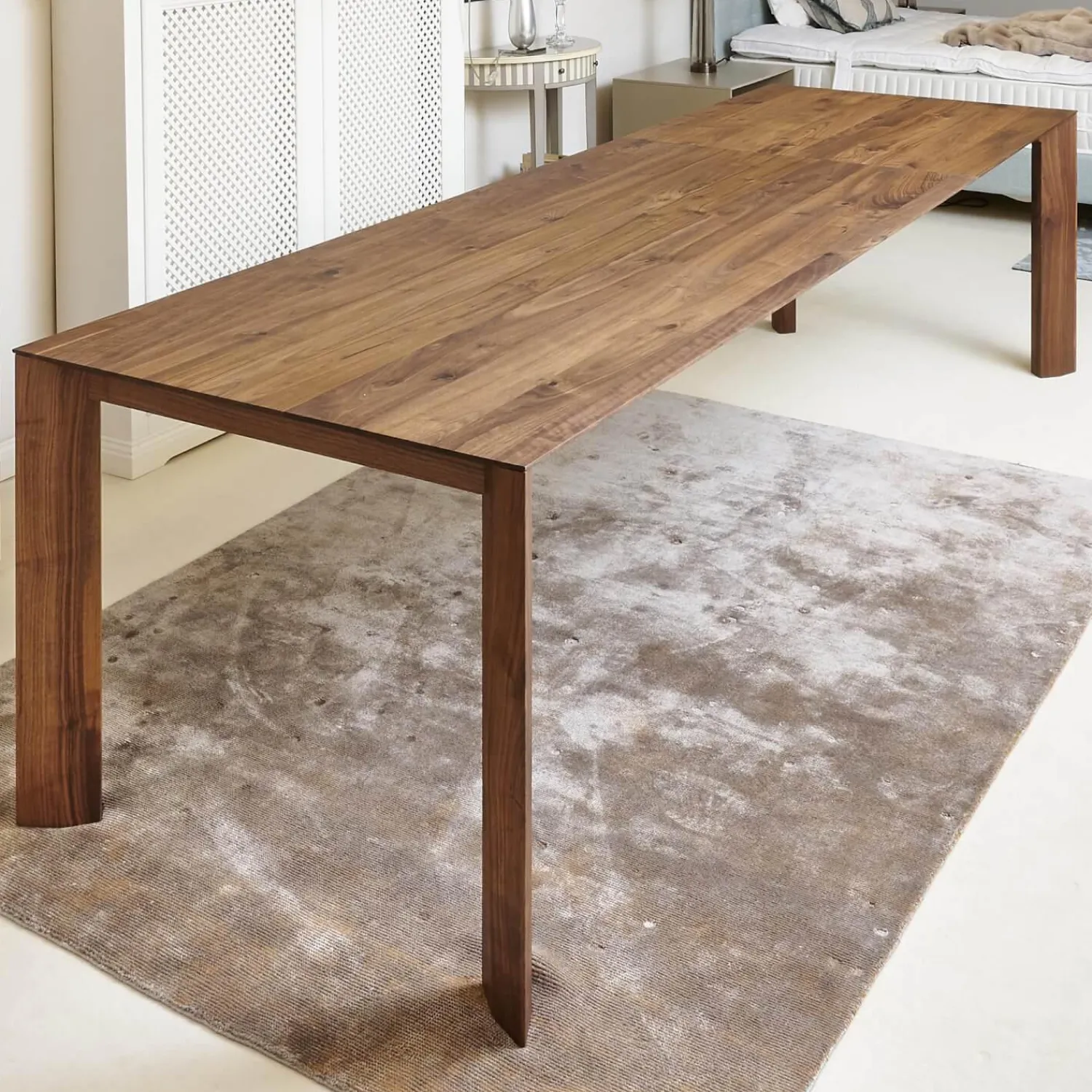 Scholtissek Esstische|Esstisch SR1 Light Massiv Astnussbaum Geölt Ausziehbar Astlöcher Mit Harz