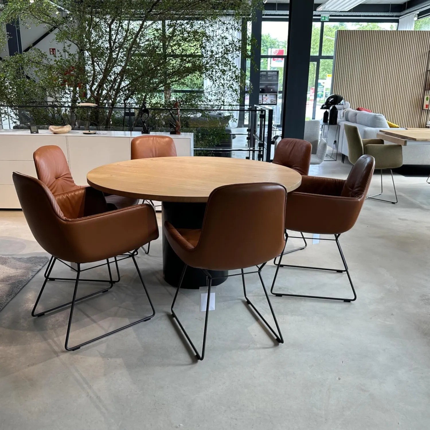 e15 Esstische|Esstisch TA20 Hiroki Eiche Geölt Stahlsockel Pulverbeschichtet Tiefschwarz