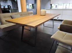 Global Esstische|Esstisch Talara Platte Rustikaler Nussbaum Massiv Geölt Gestell Metallkufe Schwarz