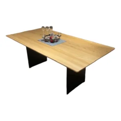 Natura Esstische|Esstisch Tucson Platte Wildeiche Massiv Lackiert Und Soft Gebürstet Gestell Metall Carbonfarbig Pulverbeschichtet