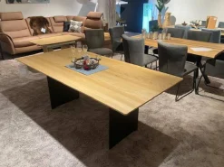 Natura Esstische|Esstisch Tucson Platte Wildeiche Massiv Lackiert Und Soft Gebürstet Gestell Metall Carbonfarbig Pulverbeschichtet