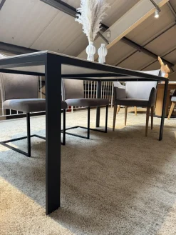 Global Esstische|Esstisch Vitoria Tischplatte Keramik Weiß UF 0105 Gestell Metall Schwarz Pulverbeschichtet