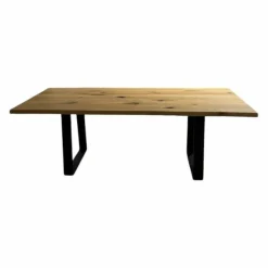 Wöstmann Esstische|Esstisch Wildeiche Gebürstet Natur Kufengestell Metall Schwarz Lackiert