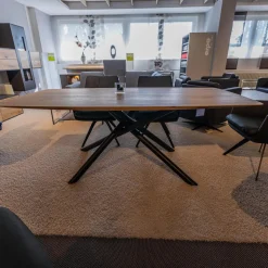 WK Wohnen Esstische|Esstisch WK 852 3 Wildeiche Bianco Geölt Kreuzfuß Gedreht Pulverbeschichtet Schwarz