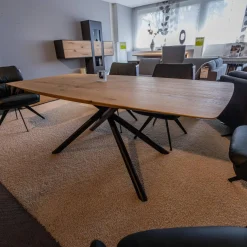 WK Wohnen Esstische|Esstisch WK 852 3 Wildeiche Bianco Geölt Kreuzfuß Gedreht Pulverbeschichtet Schwarz